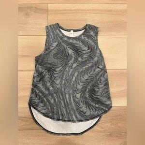 Lululemon High Neck Split Hem Run Tank Abstract Water Pulses Size 10